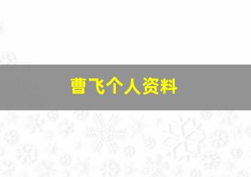 曹飞个人资料