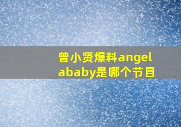 曾小贤爆料angelababy是哪个节目