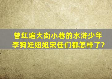 曾红遍大街小巷的《水浒少年》,李狗娃、妞妞、宋佳们都怎样了?