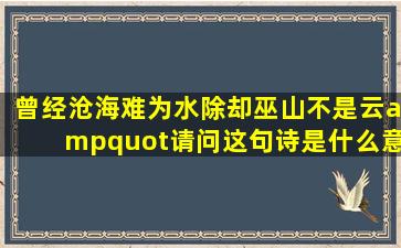 曾经沧海难为水,除却巫山不是云"请问这句诗是什么意思?