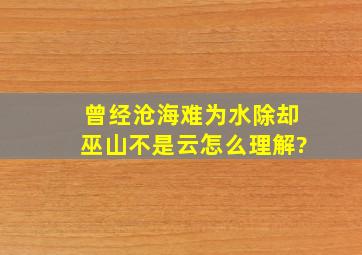 曾经沧海难为水,除却巫山不是云。怎么理解?