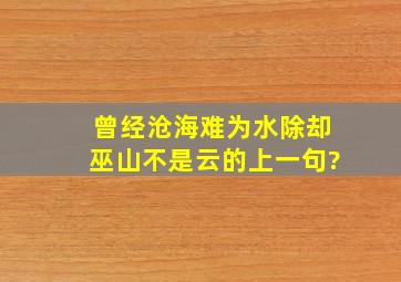 曾经沧海难为水除却巫山不是云的上一句?