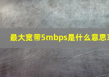 最大宽带5mbps是什么意思?