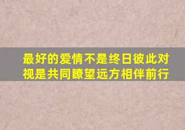 最好的爱情不是终日彼此对视,是共同瞭望远方、相伴前行