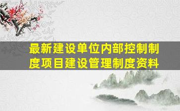 最新建设单位内部控制制度项目建设管理制度资料