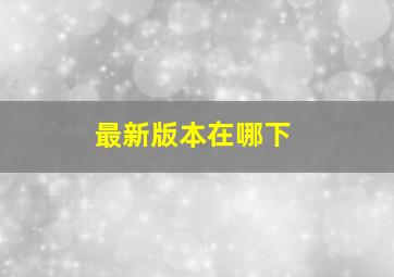 最新版本在哪下