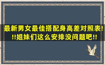 最新男女最佳搭配身高差对照表!!!姐妹们这么安排没问题吧!! 