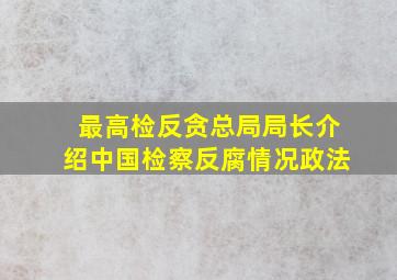 最高检反贪总局局长介绍中国检察反腐情况政法