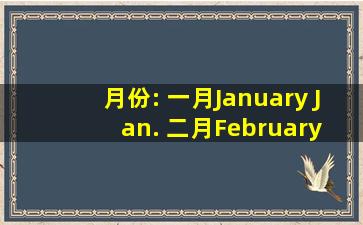 月份: 一月January Jan. 二月February Feb. 三月March Mar. 四月April ...