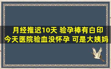 月经推迟10天 验孕棒有白印 今天医院验血没怀孕 可是大姨妈不来呀 我...