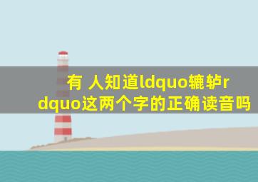 有 人知道“辘轳”这两个字的正确读音吗