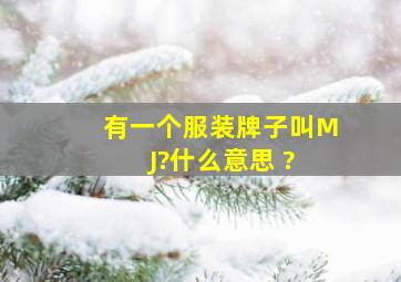 有一个服装牌子叫M J?什么意思 ?