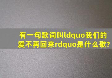 有一句歌词叫“我们的爱不再回来”是什么歌?