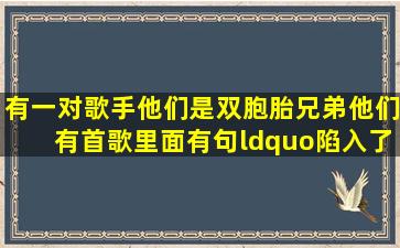 有一对歌手,他们是双胞胎兄弟,他们有首歌里面有句“陷入了爱情的...