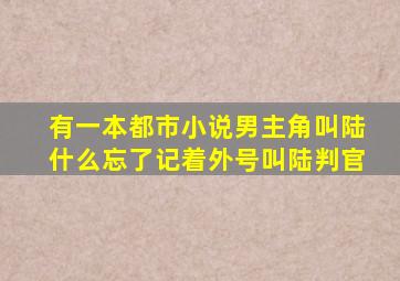 有一本都市小说男主角叫陆什么忘了记着外号叫陆判官