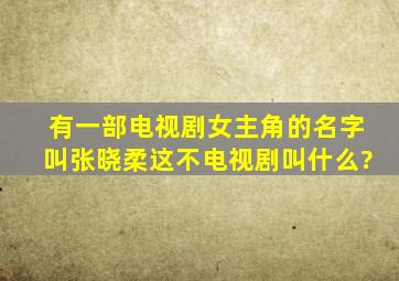 有一部电视剧女主角的名字叫张晓柔,这不电视剧叫什么?