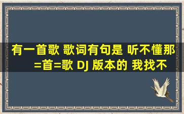 有一首歌 歌词有句是 听不懂那=首=歌 DJ 版本的 我找不到了 知道的...