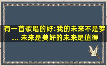 有一首歌唱的好:我的未来不是梦... 未来是美好的,未来是值得期待的 你...