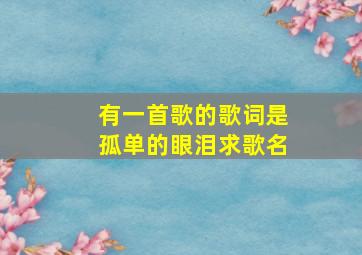 有一首歌的歌词是孤单的眼泪,求歌名