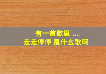 有一首歌里 ...走走停停 是什么歌啊