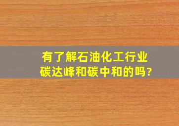 有了解石油化工行业碳达峰和碳中和的吗?