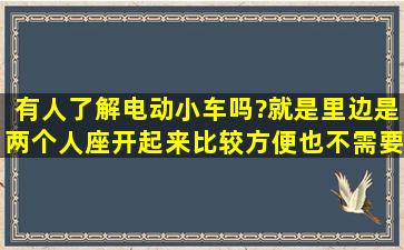 有人了解电动小车吗?就是里边是两个人座,开起来比较方便,也不需要...