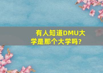 有人知道DMU大学是那个大学吗?