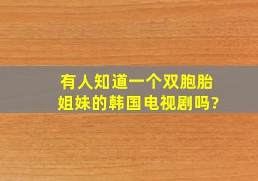 有人知道一个双胞胎姐妹的韩国电视剧吗?