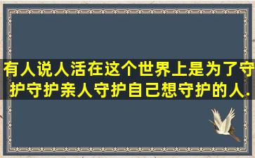 有人说人活在这个世界上是为了守护,守护亲人,守护自己想守护的人,...