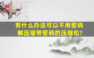 有什么办法可以不用密码解压缩带密码的压缩包?