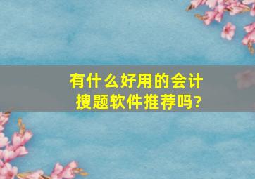 有什么好用的会计搜题软件推荐吗?