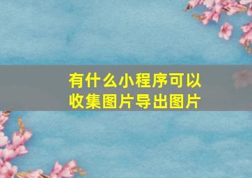 有什么小程序可以收集图片导出图片