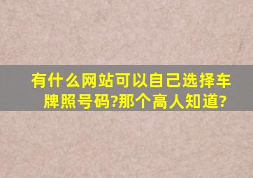 有什么网站可以自己选择车牌照号码?那个高人知道?