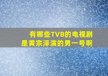 有哪些TVB的电视剧是黄宗泽演的男一号啊