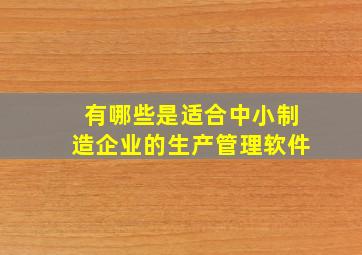 有哪些是适合中小制造企业的生产管理软件