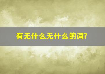 有无什么无什么的词?