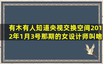 有木有人知道央视交换空间2012年1月3号那期的女设计师叫啥名啊(((