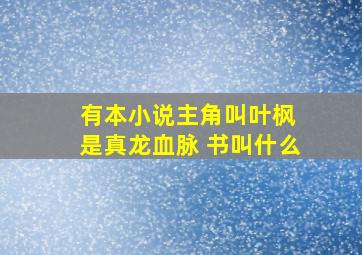 有本小说主角叫叶枫 是真龙血脉 书叫什么