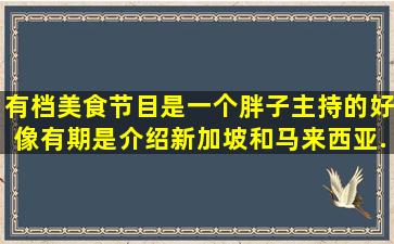 有档美食节目是一个胖子主持的,好像有期是介绍新加坡和马来西亚,...