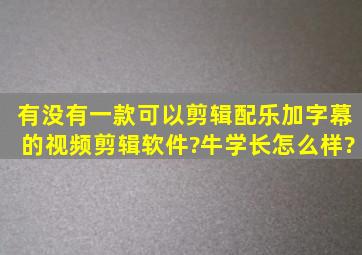 有没有一款可以剪辑,配乐,加字幕的视频剪辑软件?牛学长怎么样?