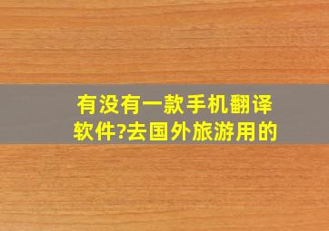 有没有一款手机翻译软件?去国外旅游用的。