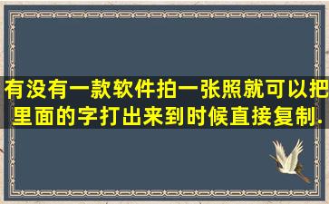 有没有一款软件,拍一张照,就可以把里面的字打出来,到时候直接复制...