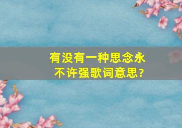 有没有一种思念永不许强歌词意思?