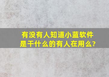 有没有人知道,小蓝软件是干什么的,有人在用么?