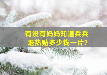 有没有妈妈知道兵兵退热贴多少钱一片?