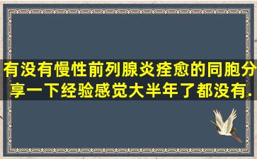 有没有慢性前列腺炎痊愈的同胞分享一下经验。感觉大半年了,都没有...