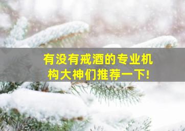 有没有戒酒的专业机构大神们推荐一下!