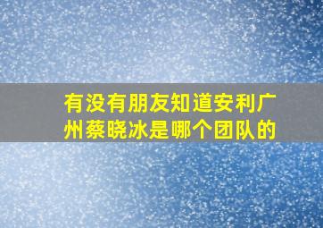 有没有朋友知道安利广州蔡晓冰是哪个团队的