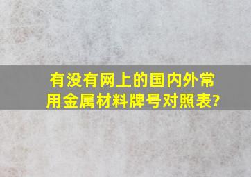 有没有网上的国内外常用金属材料牌号对照表?