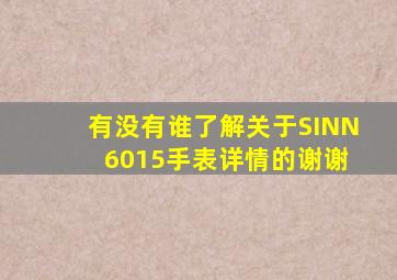 有没有谁了解关于SINN 6015手表详情的,谢谢